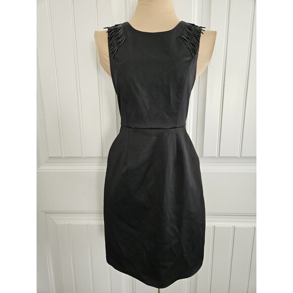 BCBGENERATION Little Black Dress With Glass Bead Fringe At Shoulders Sz 0 NWT - Picture 1 of 11